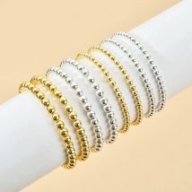 ZMZY Silver Color Gold Plated Beads Bracelet for Women Trendy Statement Round Beaded Handmade Bracelet Fashion Jewelry
