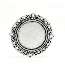 DoreenBeads Retail 20PCs Silver Color Round Cabochon Setting Connectors 31mmx31mm(Fit 20mm Dia)