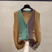 Sweater Knit Cardigan Spring Autumn Women Vest New Fashion Loose All-Match Sweater Waistcoat Ladies V-Neck Sleeveless Jacket Top