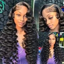 Mossily Loose Deep Wave Lace Front Wigs Human Hair Raw Deep Water Wave 40 30 Inch 13x4 13x6 HD Lace Frontal Wig For Black Women