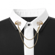 Retro Fashion Brooches Punk Skull Shirt Collar Pins Men And Women Steampunk Charm Palm Universal Retro Chain Brooch Wholesale