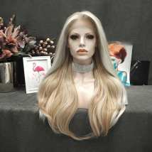 Imstyle Blonde Wig Synthetic Lace Front Wig Highlight Color Straight Hair Wigs For Women Heat Resistant Fiber Daily Cosplay Wig