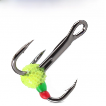 FISH KING 5pcs/pack High Carbon Steel  Winter ice Fishing Hooks Overturned Barbed Trebles Hooks With Diamond Eye Fishing Tackle