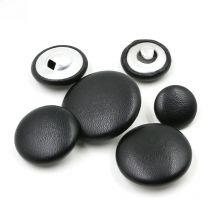 Round Black Leather Covered Button, Shank Decorative Buttons, Sewing Craft, Clothing Accessories, 100Pcs