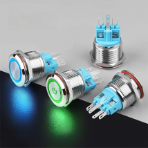 LANBOO 22B2 Economy Metal Pushbutton Switch / 1NO1NC / Momentary or Latching Available. Ring/Power Supply Button