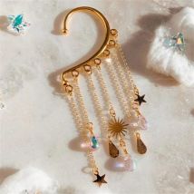 2024 Fashion Natural Crystal Earrings Long Tassel Exquisite Chain Ear Hook One-piece Single Golden Earrings Party Jewelry Gifts