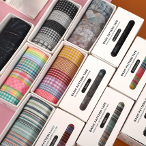 JIANWU 6pcs/set Basic Pattern Marble Plaid Stripe Decoration Washi Tape Set DIY Background Scrapbook Sticker Masking Tape Kawaii