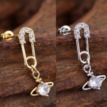 Back-Screwed Ear Studs Piercing Cute Cat Flower Butterfly-Knot Crystals CZs Tragus Piercings Cartilage Ear Stud Rings Jewelry