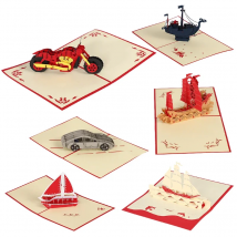 3D Pop UP Card Happy Birthday Greeting Invitation Card Laser Cut Gift Thank You Cards Vehicle Miniatures Postcard With Envelopes
