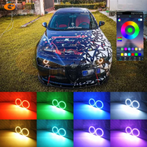 For Alfa Romeo 159 Brera Spider BT App RF Remote Control Multi Color Ultra Bright RGB LED Angel Eyes Kit Halo Rings Day Light
