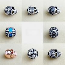DIY Beads Maori Skulls Lily King, Fashion 925 Sterling Silver Jewelry Punk Gift For Women Men Fit Bracelets Beads for Beadwork