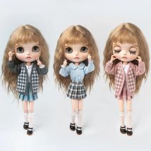 Blyth Clothes Plaid pleated skirt shirt casual sweater student coat diamond plaid cardigan suit Ymy Ob22 24 27 Doll Accessories