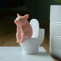 Cute Pig Sitting on Toilet Animal Frog PVC Model Action Figure Decoration Mini Kawaii Toy for Kids Children's Gift Home Decor