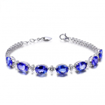 Luxury Silver Bracelets For Woman With Blue Sapphire Gemstone Lady Fine Jewelry Wholesale Party Anniversary Gifts  for Her