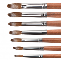 KADS Kolinsky Acrylic Nail Brush for Manicure Powder CRIMPED ROUND Red Wood Handle Professional Tool Manicure Brushes