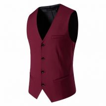 2024 New  Solid Color Men's Vest Versatile Suit Collar Slant Hem Mens Blazer Waistcoat  Dark Gray Black Red Navy-Blue  S-6XL
