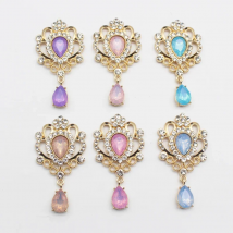 Gold Color Flat Bottom Brooch Resin Rhinestone Decoration Fashion Aaccessories DIY Wedding Pendant Jewelry Accessories