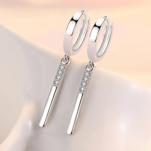 ZDADAN 925 Sterling Silver Long Drop Earrings For Women Fashion Wedding Party Jewelry Gift
