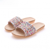 Mn 2022 Summer Living Room Breathable Cotton And Linen Slippers Small Fragrant Wind Open Floor Linen Slippers Women's Autumn