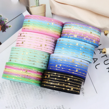 25MM 10Yards Color Gradient Stars Hot Silver Grosgrain Ribbons,22301-2 Bow Cap Accessories Party Gift Wrap DIY Handmades