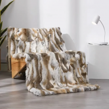 Genuine Rabbit Fur Carpet, Natural Color, Home Decoration, CX-D-11, 130X160