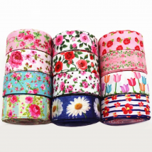 10 Yards 25mm Flower ribbon  DIY gift wrapping headwear handmade tape materials Grosgrain ribbons wedding Accessories Materials