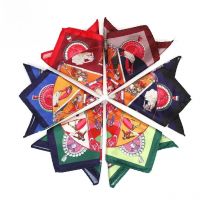 Men's Brand Handkerchief Vintage Printed Pocket Square Soft Silk Hankies Wedding Party Business Hanky Chest Towel Gift 24*24CM