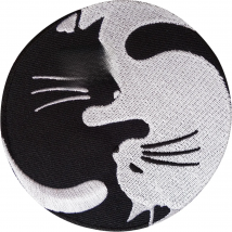8CM Embroidered Patches Yin Yang Cat Sew Iron On Double White Black Creative Badge For Bag Jeans Hat Appliques DIY Sticker Decor