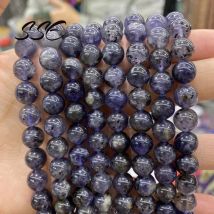 Natural Cordierite Iolite Stone Beads Genuine Semi-precious Sri Lanka Round Beads 6 8 10MM For Jewelry Making DIY Bracelet 15"