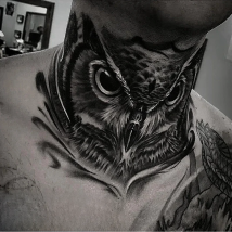 Black Owl Temporary Tattoo Sticker Waterproof Lasting Hand-Painted Hand Back Neck Fake Tattoo Big Personality Tattoo Sticker Men