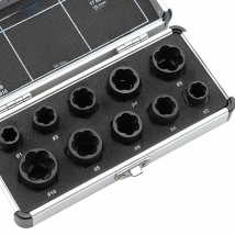 10Pcs Nut Screw Remover Extractor 9-19mm Removal Set Bolt Impact Damaged Nut Screw Removal Socket Wrench Extractor Hand Tool Kit