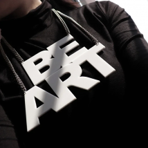 KUGUYS (2pcs/lot) Big White Letter "BE ART" Pendant Necklace for Women Hyperbole Accessories Silver Color Chain Acrylic Jewelry