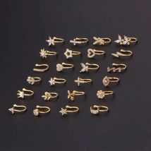 New 1PCS Fake Piercing Clip Nose Ring Cuff Body Jewelry for Women Trend Ear Cuffs Heart Star Flowers Butterfly Clip Rings KAE197