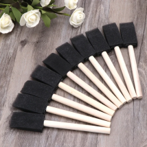 10Pcs Sponge Brush Wooden Handle Watercolor Oil Stain Art Craft Painting Drawing