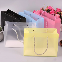 Plastic Gift Bag with Handle, Frosted Transparent PP Bags, Wedding Shopping, Clothes Packaging, PVC Bag with Handle,10Pcs