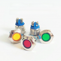 LED Metal Indicator lights 16mm round LED flat button head waterproof Signal lamp screw connection 12V 24V 220V moto indication