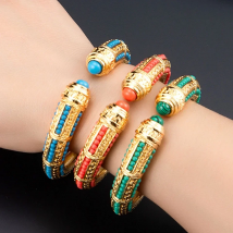 Zlxgirl African Beads Gold angle jewelry Fashion Women's anniversary jewellery Green Blue Orange Color Bracelet Cuff Bangle