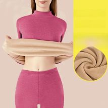 1Set Ultra Thick Thermal Underwear Women Stand Collar Seamless Warm Lingerie Winter Long Sleeve Bottoming Thermal Clothing Sets
