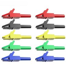 Peakelect P2007 10PCS 56mm Alligator Clip to 4mm Socket for 4mm Banana Plug Safe Crocodile Clamp Test Accessories 300V/15A