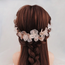 Meldel Woman jewelry hair accessories copper wire petal hair band bride headdress pearl handmade hair band dress headdress