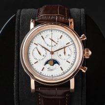 Sugess Mechanical Men Watch Original ST1908 Movement Chronograph Vintage Moonphase Genuine Leather Band Waterproof 50ATM  ST19