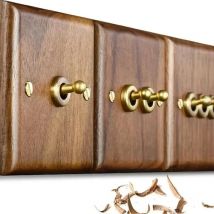 High Quality Retro Europe Type Vintage Wall Light Switch Socket, Solid Wood Brass Toggle Switch Plate, Antique Home Stay Switch