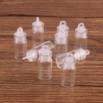 100pcs 11*22*6.5mm 1ml Mini Glass Wishing Bottles Tiny Jars Vials With Plastic Stopper