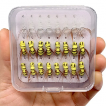 5/10/25Pcs/Box Yellow Simulation Bee Dry Fly Floating Foam Flies Trout Bass Perch Fly Fishing Flies Lures Size #10