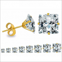 LUXUSTEEL 10Pairs 316L Stainless Steel Different Color Round/Square Shaped Brilliant Cubic Zircon Stud Earrings Sets Bijoux