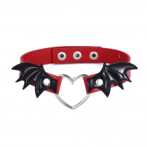 Halloween Bat Wings Choker Necklace For Women Girls Heart Chocker Leather Collar Goth Jewelry Cosplay Gothic  Accessories