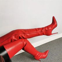 Side Zipper Pointed Thigh High Boots For Women 12CM Stiletto Heels Trendy Women Shoes Autumn Leather Over The Knee Boots Size 47