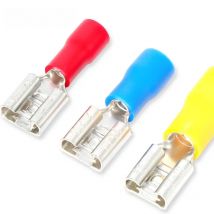 50PCS 6.3mm Spade Crimp Terminals Electrical Wire Connectors Faston Insulated Female For Quick Connection Cables Splice Plugs