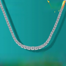 KNOBSPIN Moissanite Tennis Necklace for Woman Wedding Jewely with Certificate 925 Sterling Sliver Plated 18k White Gold Necklace
