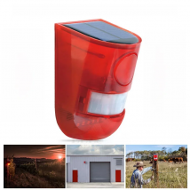 Solar Powered Infrared Motion Sensor Detector Siren Strobe Alarm System Waterproof 110dB Loud For Home Yard Outdoor Security